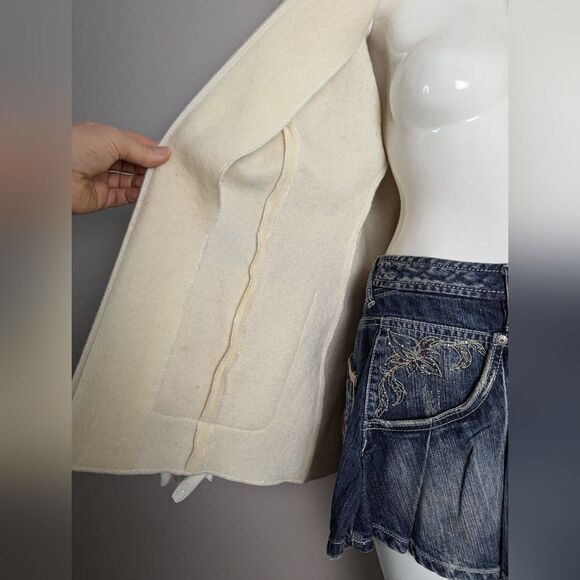 Vintage Cream Wool Blend Jacket Women’s Sz 10 Classic Minimalist 90s Style - Picture 4 of 11